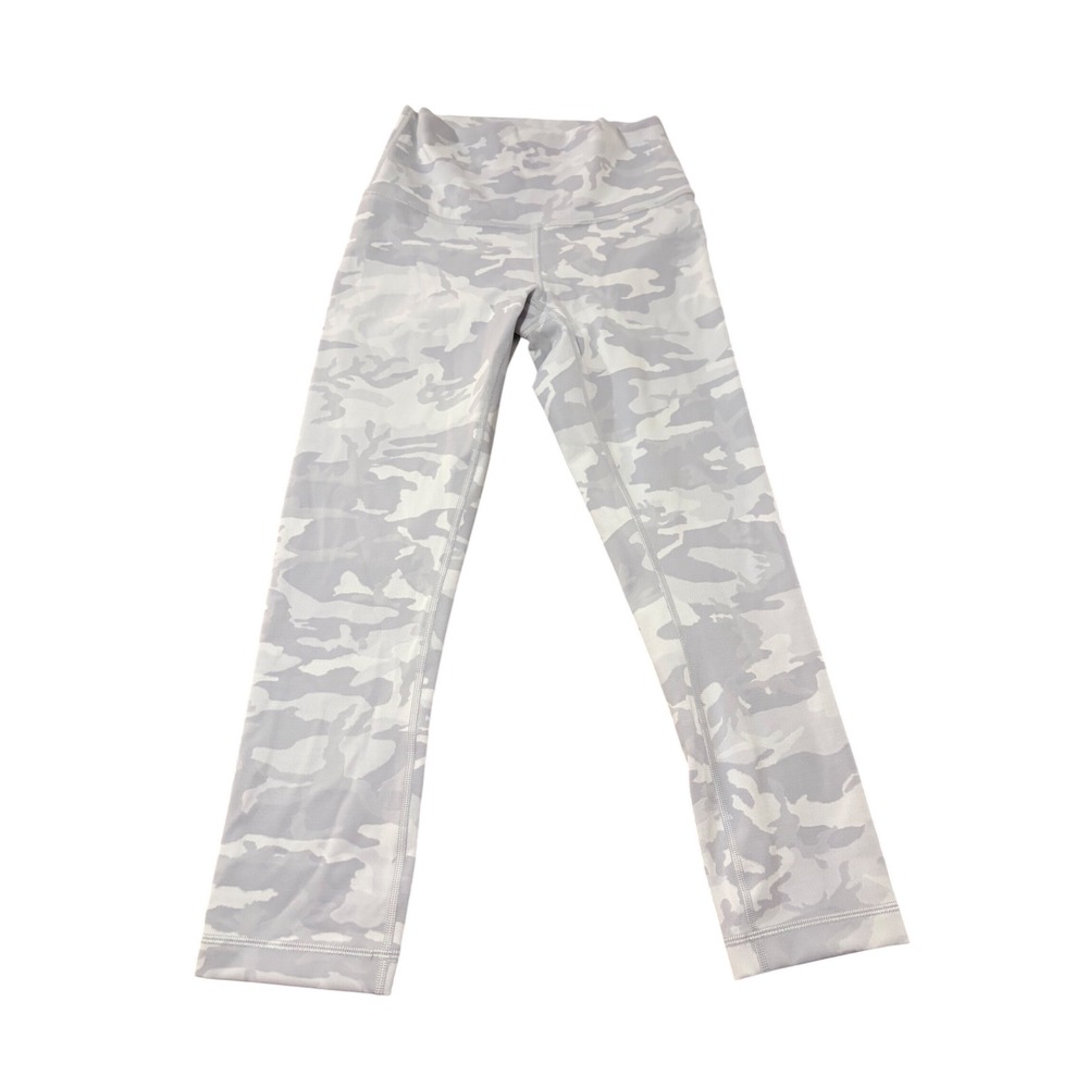 Lululemon Align Crop Leggings Size 4 Grey Camo High Rise 21 Inch EUC.